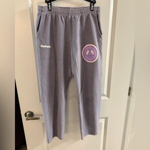 Madhappy Lavender Straight Leg Pants with Peace Symbol